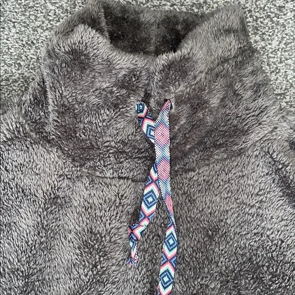 Sundance Mountain Loft Oversized Sherpa Fleece Pullover Cowl Neck Gray Size XS - Picture 6 of 12